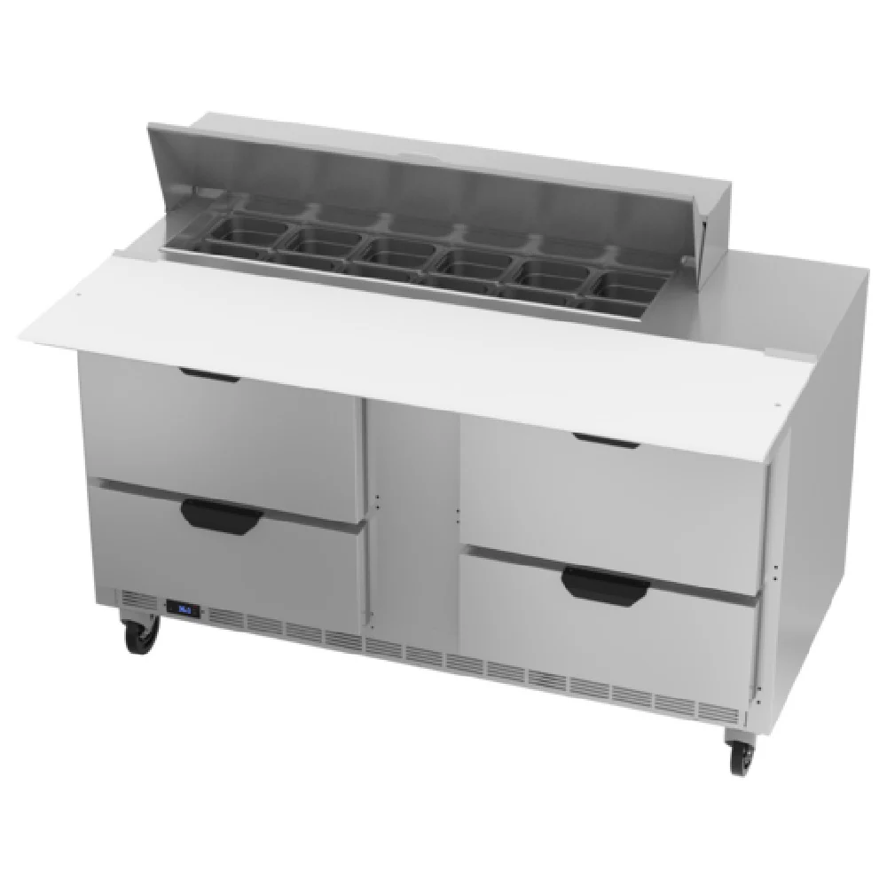 Beverage Air SPED60HC-12C-4 60 Inch Sandwich Top Refrigerated Counter 16 cu ft with 4 Drawers Beverage Air SPED60HC-12C-4 60 Inch Sandwich Top Refrigerated Counter 16 cu ft with 4 Drawers