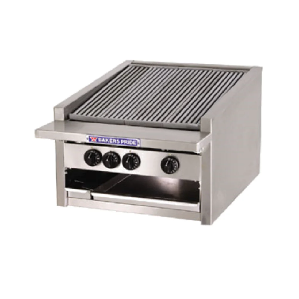 Bakers Pride L-24RS_NAT 24 Inch Radiant Charbroiler Gas Countertop Stainless Steel with EZ Tilt Bakers Pride L-24RS_NAT 24 Inch Radiant Charbroiler Gas Countertop Stainless Steel with EZ Tilt