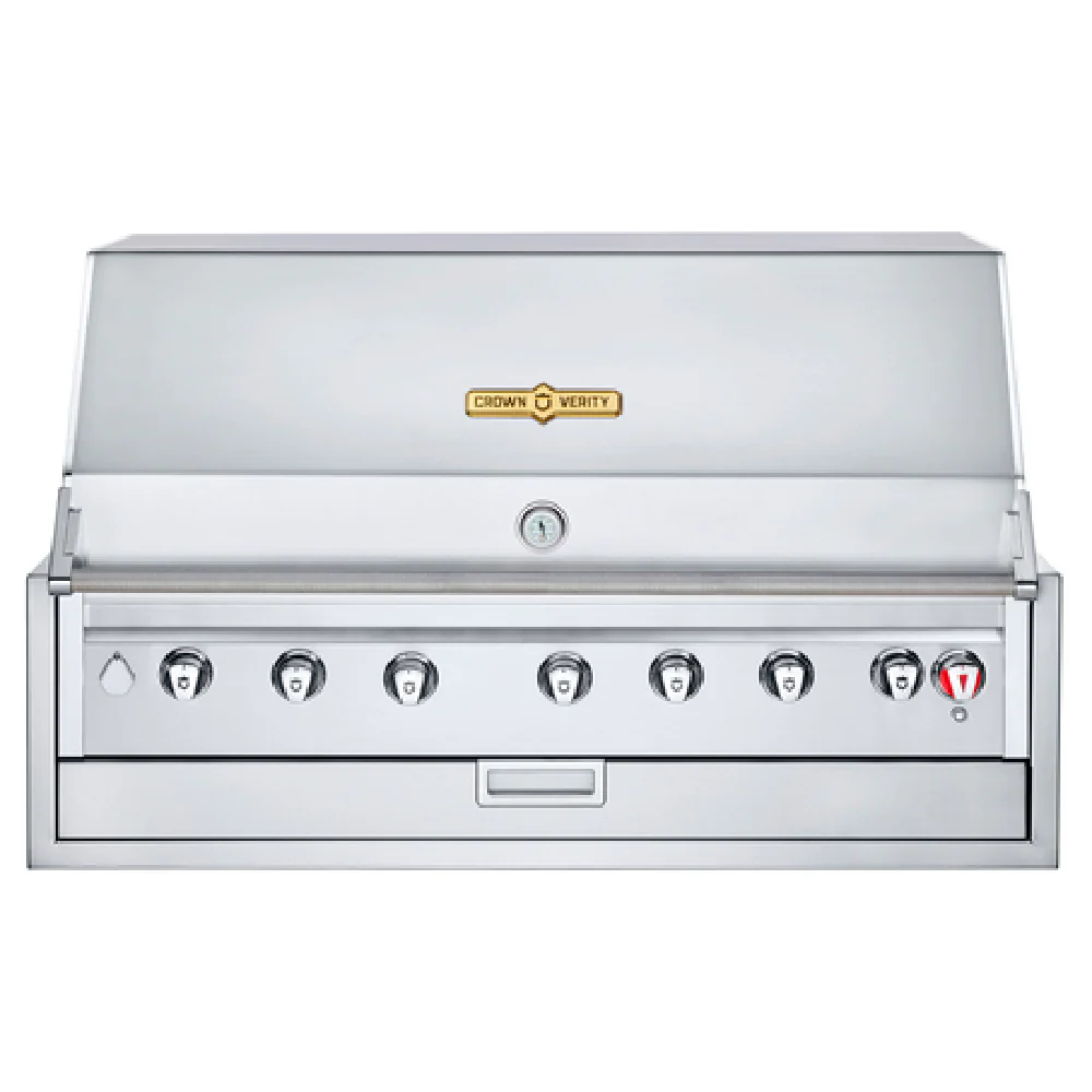 Crown Verity IBI42 47 Inch Built-In Gas Charbroiler with 40 Inch Grilling Surface 6 Burners 88500 BTU Includes Bun-Rack and Cover
