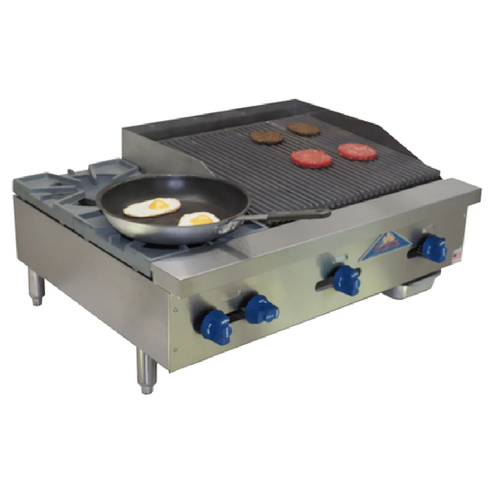 Comstock-Castle FHP36-2RB 36 Inch Charbroiler and Hotplate Gas Stainless Steel 2 Burner 120000 BTU Comstock-Castle FHP36-2RB 36 Inch Charbroiler and Hotplate Gas Stainless Steel 2 Burner 120000 BTU