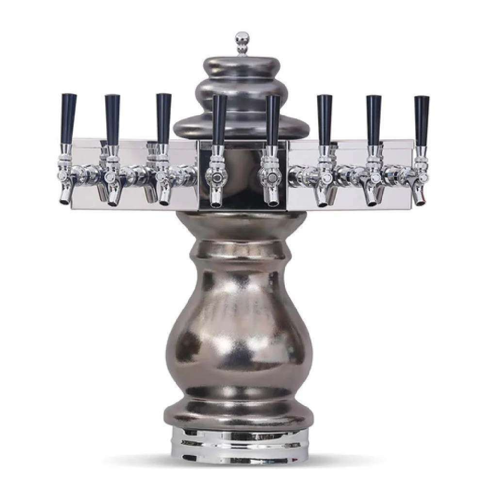 Glastender BM-4-PB 13 Inch Braumeister Draft Dispensing Tower Air Cooled Ceramic with Stainless Steel Faucets