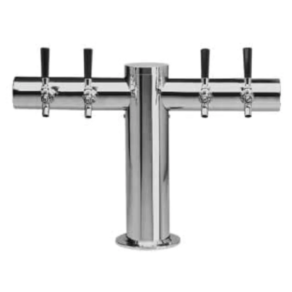 Micro Matic METRO-T-4PSSKR 24 Inch Countertop Glycol Cooled Draft Beer Tower Stainless Steel with 4 Faucets