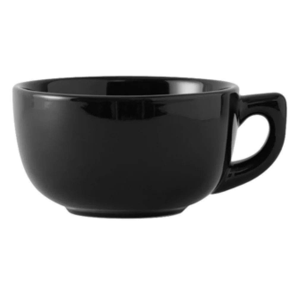 Tuxton BBF-1402 14 Oz Cappuccino Cup Ceramic Dishwasher Safe Black
