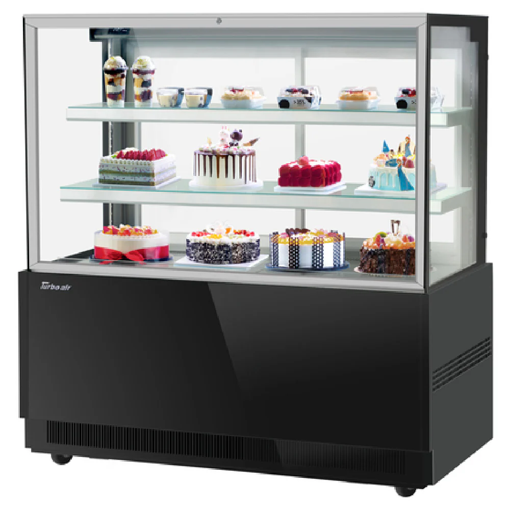 Turbo Air TBP60-54FN_WH 59 Inch Self-Contained Refrigerated Bakery Display Case 21.8 cu ft Capacity with Adjustable Shelves and LED Lighting Turbo Air TBP60-54FN_WH 59 Inch Self-Contained Refrigerated Bakery Display Case 21.8 cu ft Capacity with Adjustable Shelves and LED Lighting
