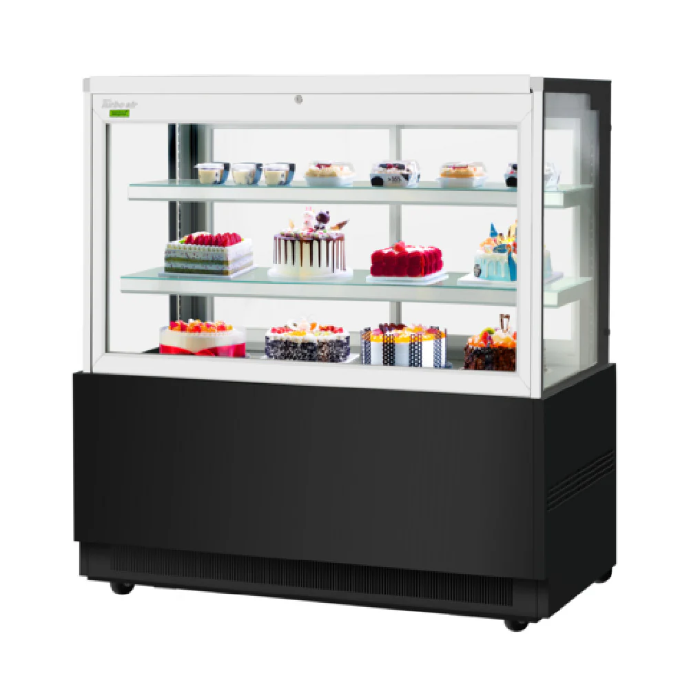 Turbo Air TBP60-54FN_WH 59 Inch Self-Contained Refrigerated Bakery Display Case 21.8 cu ft Capacity with Adjustable Shelves and LED Lighting Turbo Air TBP60-54FN_WH 59 Inch Self-Contained Refrigerated Bakery Display Case 21.8 cu ft Capacity with Adjustable Shelves and LED Lighting