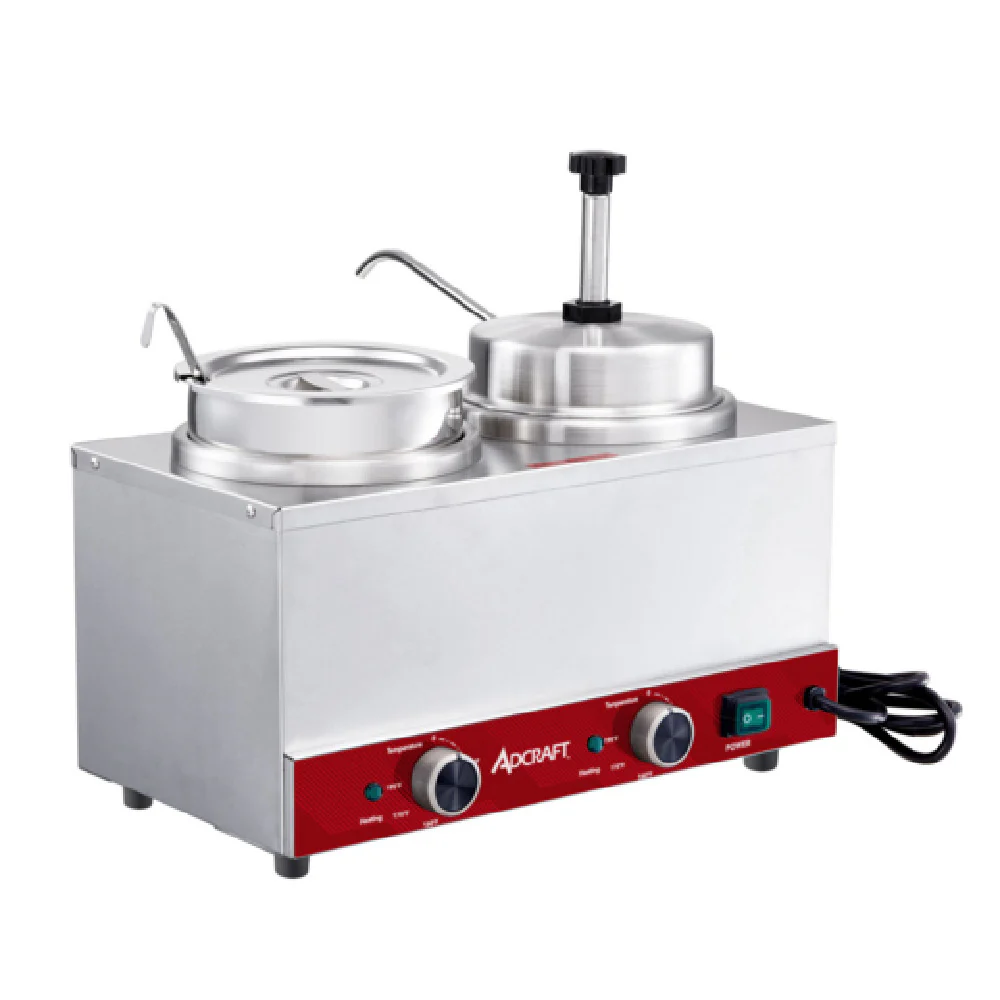 Admiral Craft NCW1P1L120 Adcraft Topping Warmer And Dispenser 1 Kettle With Ladle And 1 Pump Dispenser