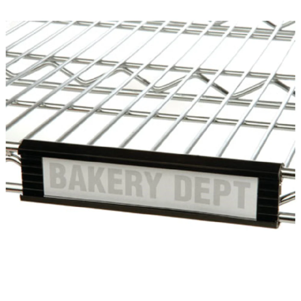 1880 Hospitality FSHELF6B 6 Inch Shelf Label Holder Black Plastic 4 Packs