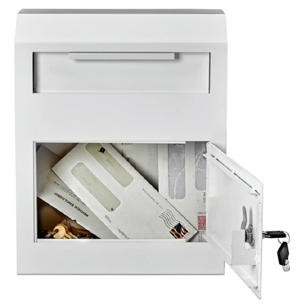 Alpine Industries ADI631-07-WHI 12 Inch Secured Drop Box Wall Mount Heavy Duty White Finish with Lock and Key Alpine Industries ADI631-07-WHI 12 Inch Secured Drop Box Wall Mount Heavy Duty White Finish with Lock and Key