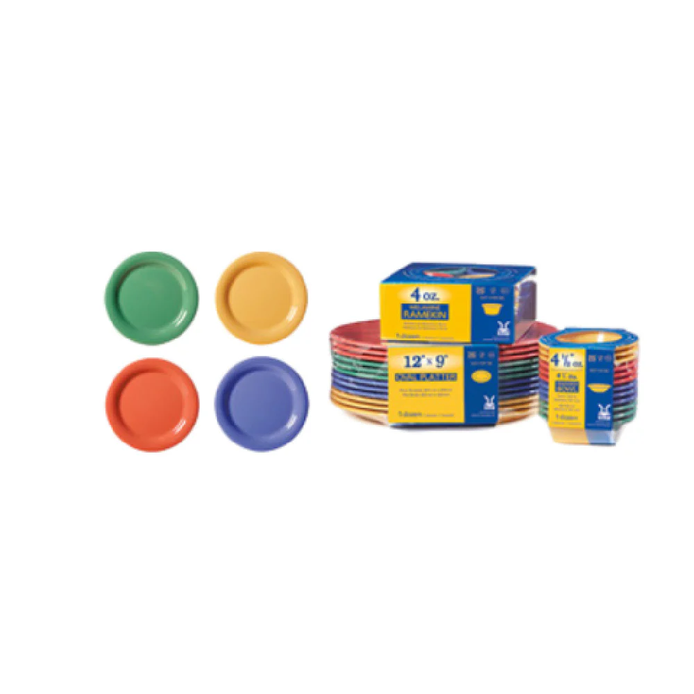 GET Enterprises SP-NP-7-MIX 7-1/4 Inch Round Plate Break Resistant Melamine Assorted GET Enterprises SP-NP-7-MIX 7-1/4 Inch Round Plate Break Resistant Melamine Assorted