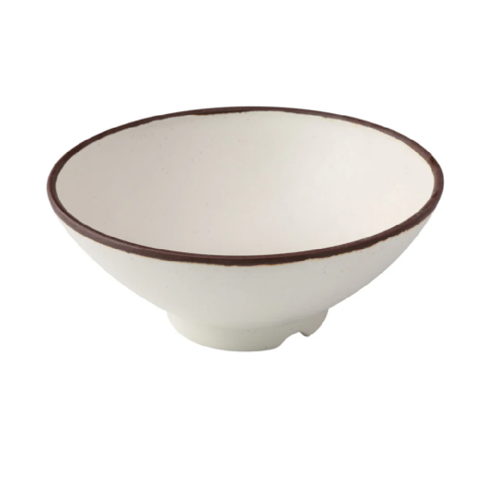 Yanco NA-607 7 Inch Ramen Bowl 26 oz Round Melamine White with Brown Accents Yanco NA-607 7 Inch Ramen Bowl 26 oz Round Melamine White with Brown Accents