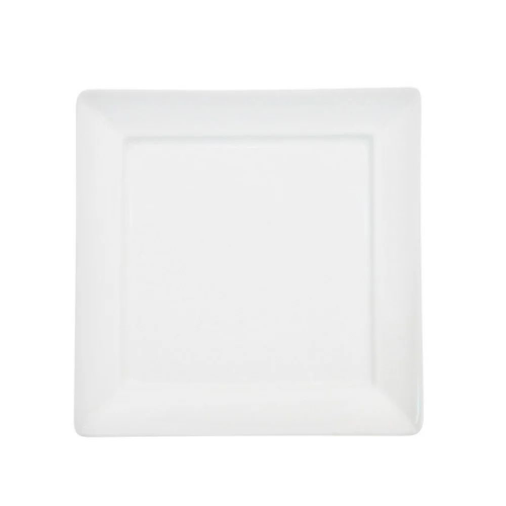 CAC China F-SQ16 10-1/4 Inch Square Plate Porcelain Bone White to Dishwasher Oven Microwave Safe
