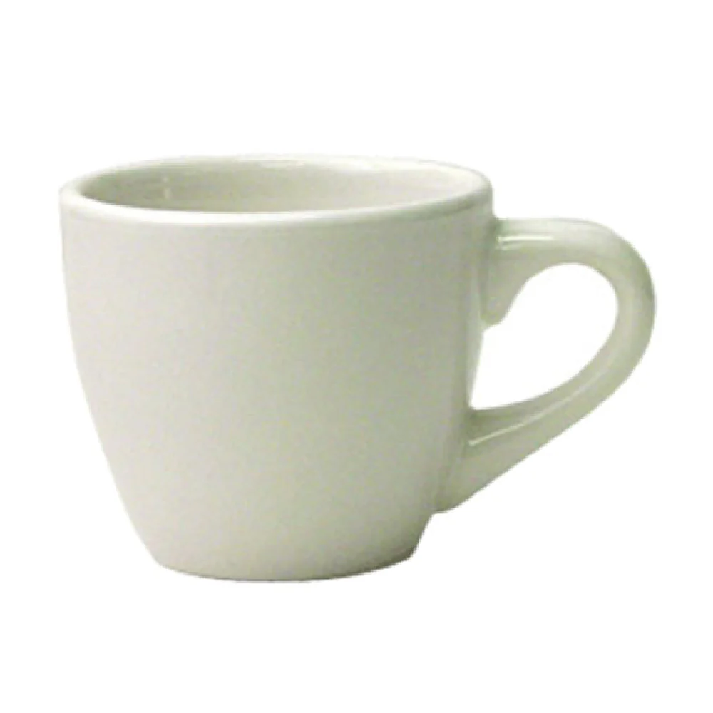 International Tableware DO-37 3-1/2 Oz Round Cup with Handle Porcelain European White