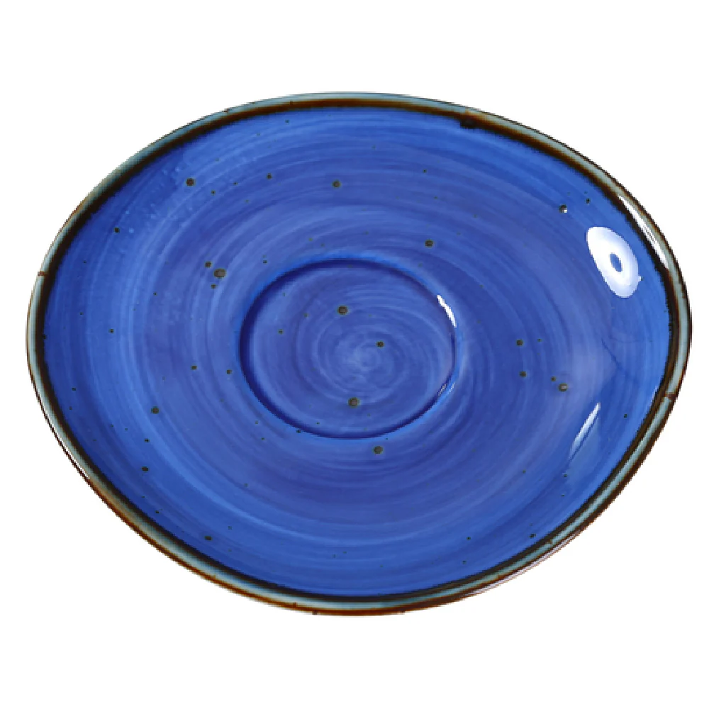 Yanco LY-002BU 6-1/2 Inch Freeform Saucer Porcelain Blue Casual Dinnerware