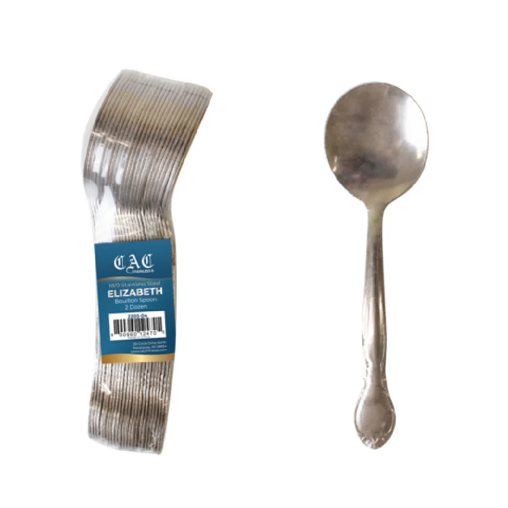 CAC China 2203-04 6 Inch Bouillon Spoon High Weight 18/0 Stainless Steel Frost Finish