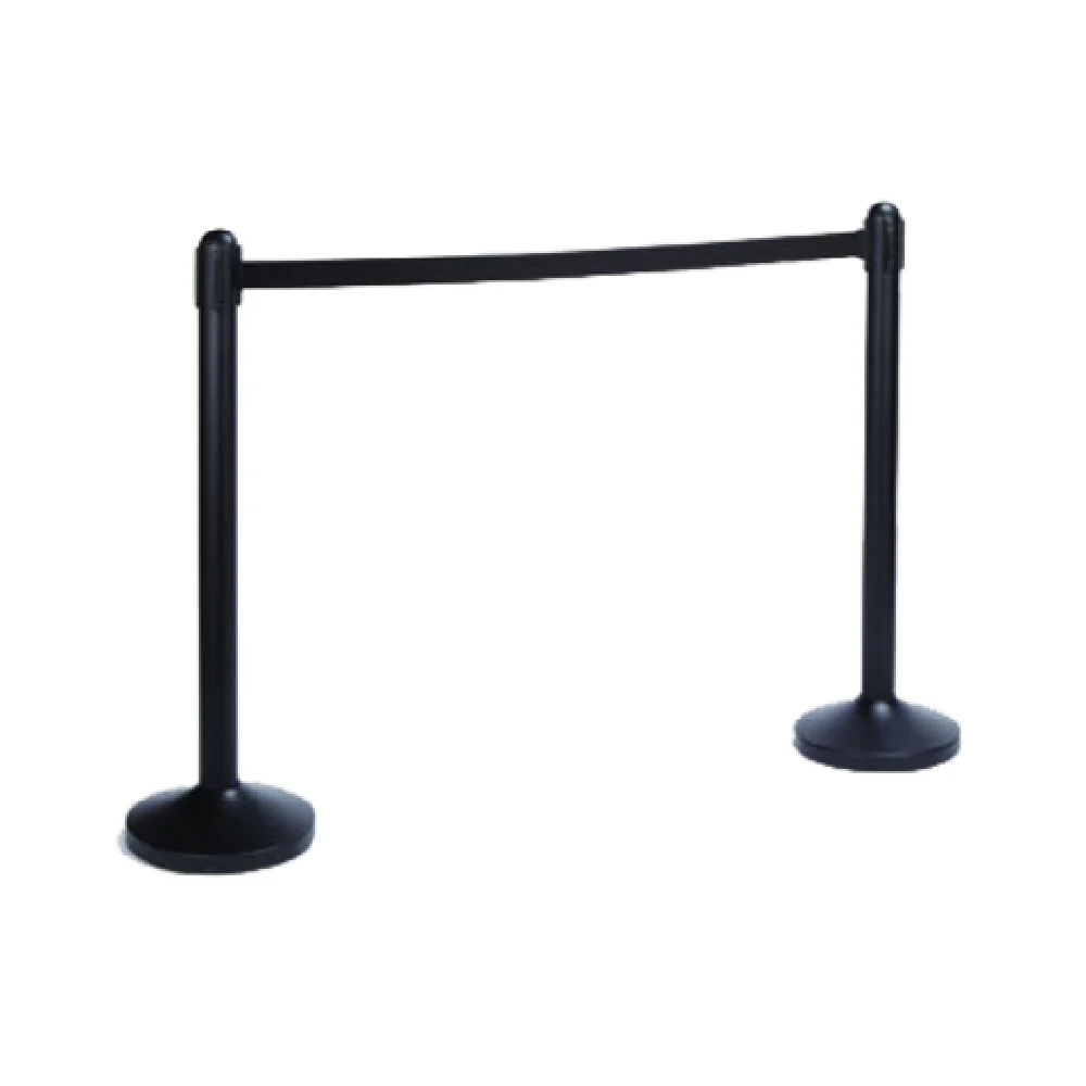 American Metalcraft RSBPBL Portable Barrier Post 15 Inch Base Retractable Tape Black Matte Finish