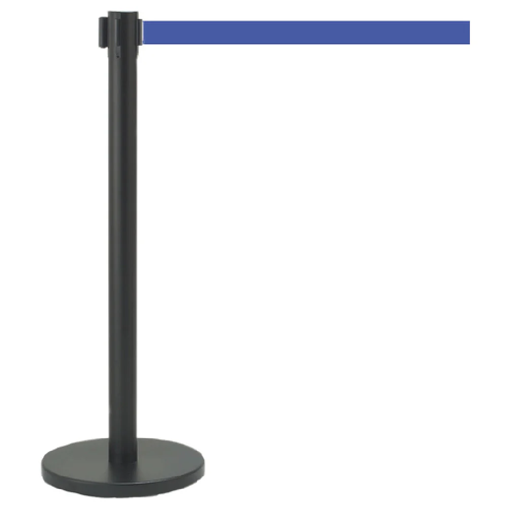 Aarco HBKGT-10BL 14 Inch Portable Crowd Control Stanchion with Blue Belt