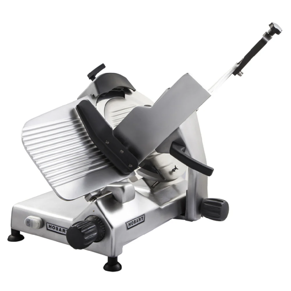Hobart EDGE13-11 26 Inch Manual Medium Duty Food Slicer Carbon Steel Knife with Angle Feed and Carriage Interlocks