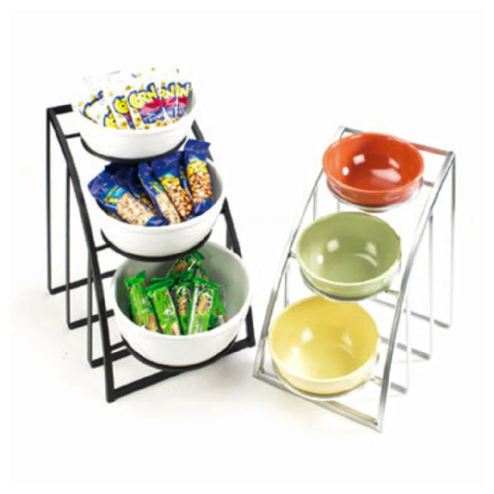 Cal Mil 1712-10-13 12 Inch Mission Style Bowl Display Frame 3-Tier Black Metal