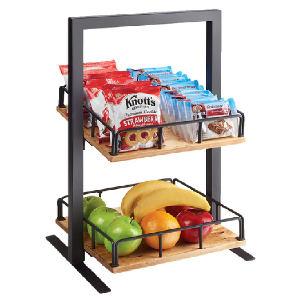Cal Mil 3494-2-99 12 Inch 2-tier Display Stand with Adjustable Shelves Rustic Pine Black