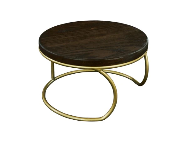 Cal Mil 22425-6-112 12 Inch Round Riser Dark Stained Oak and Matte Gold Wire