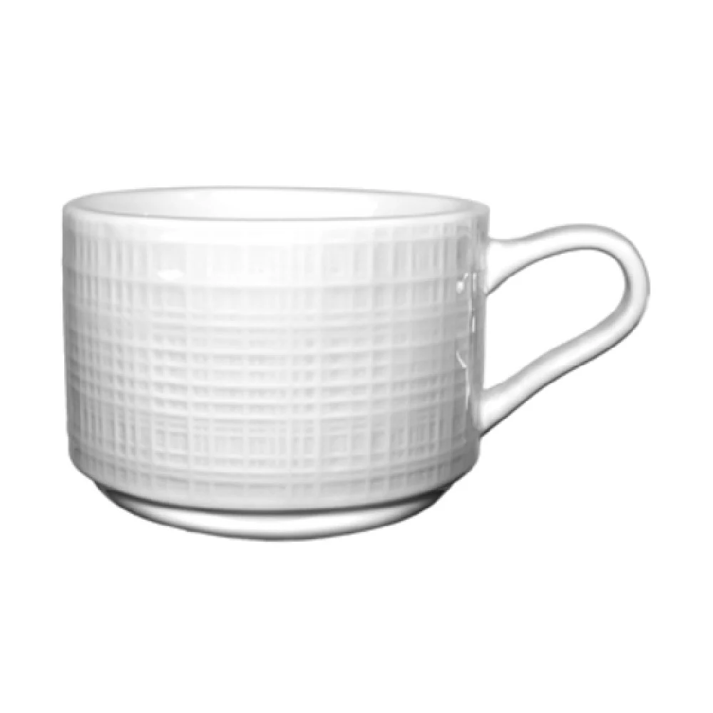 International Tableware DR-23 Cup 8 Oz Round with Handle Porcelain Bright White