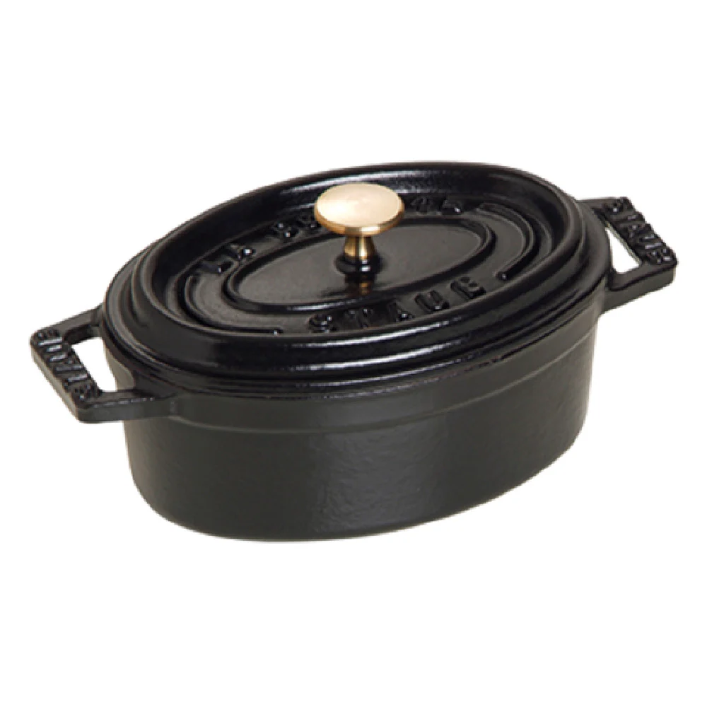Zwilling 19501125 0.25 Quart Mini Cocotte Oval with Nickel Steel Knob Black Matte Cast Iron