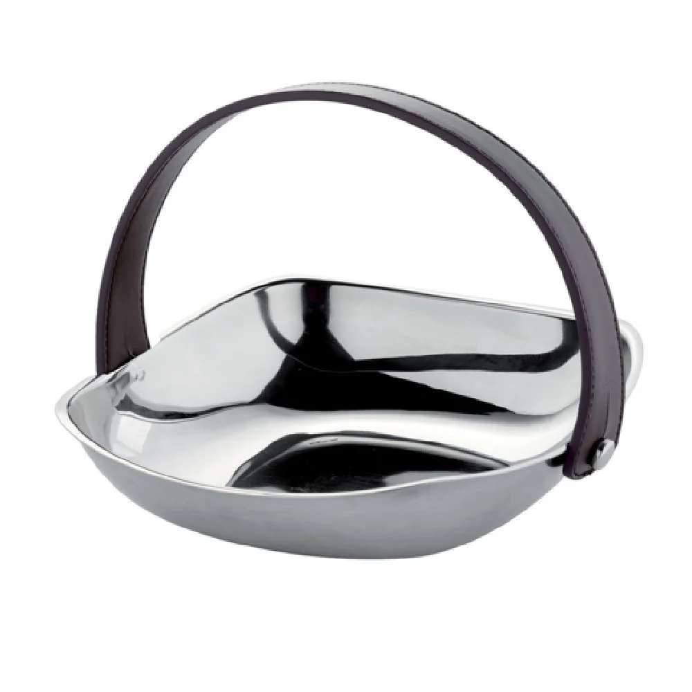 Arc Cardinal FP699 9 Inch Bread Basket with Faux Leather Handle 18/10 Stainless Steel Arc Cardinal FP699 9 Inch Bread Basket with Faux Leather Handle 18/10 Stainless Steel