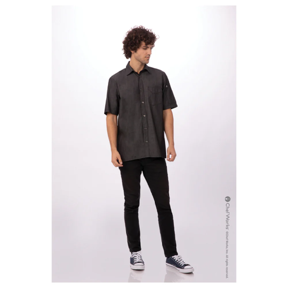 Chef Works SKS002BLK4XL Men's Detroit Shirt 4XL Hybrid Short Sleeve Cotton Chef Works SKS002BLK4XL Men's Detroit Shirt 4XL Hybrid Short Sleeve Cotton