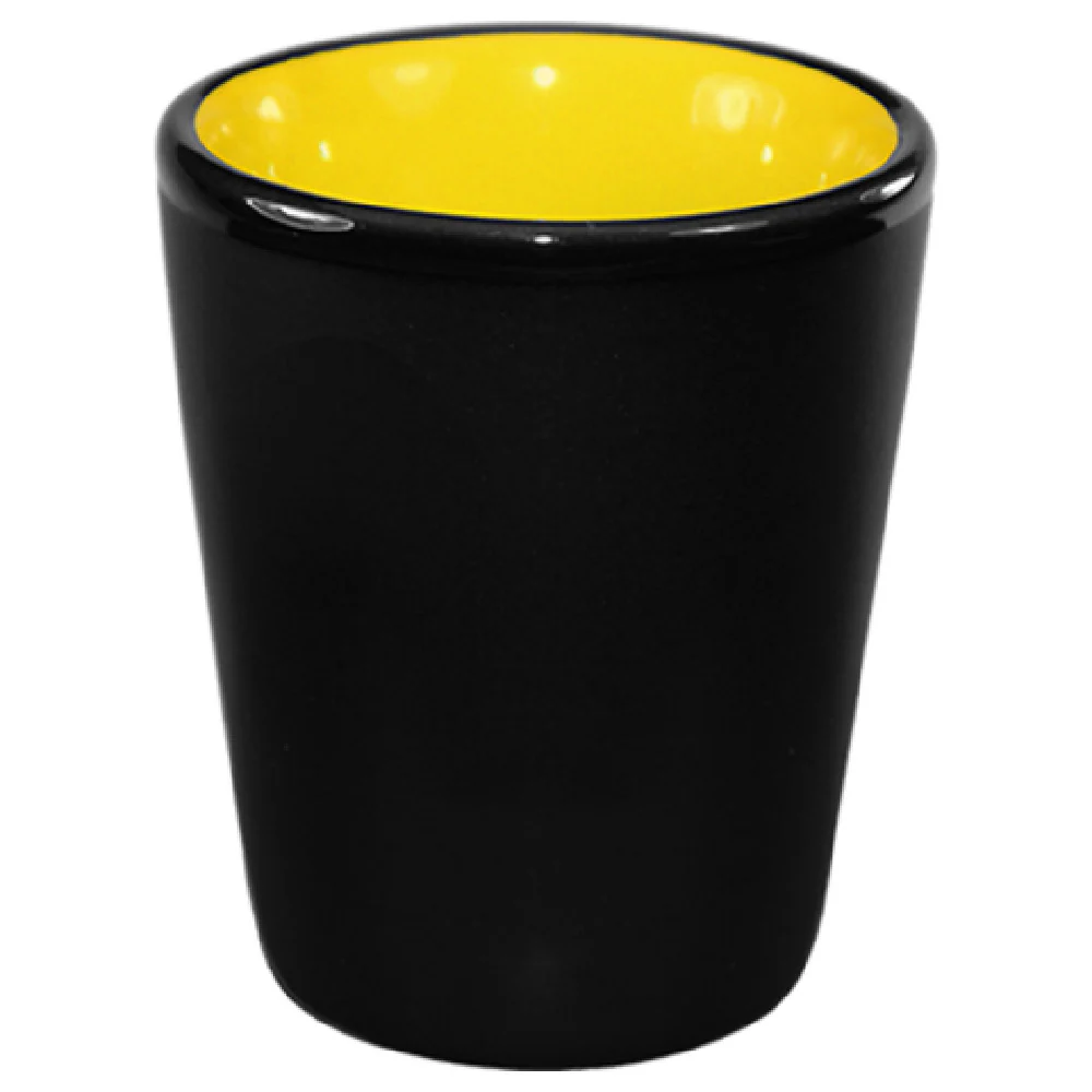 International Tableware 81122-2900/05MF-05C 1-1/2 Oz Shot Cup Black Matte Yellow Interior