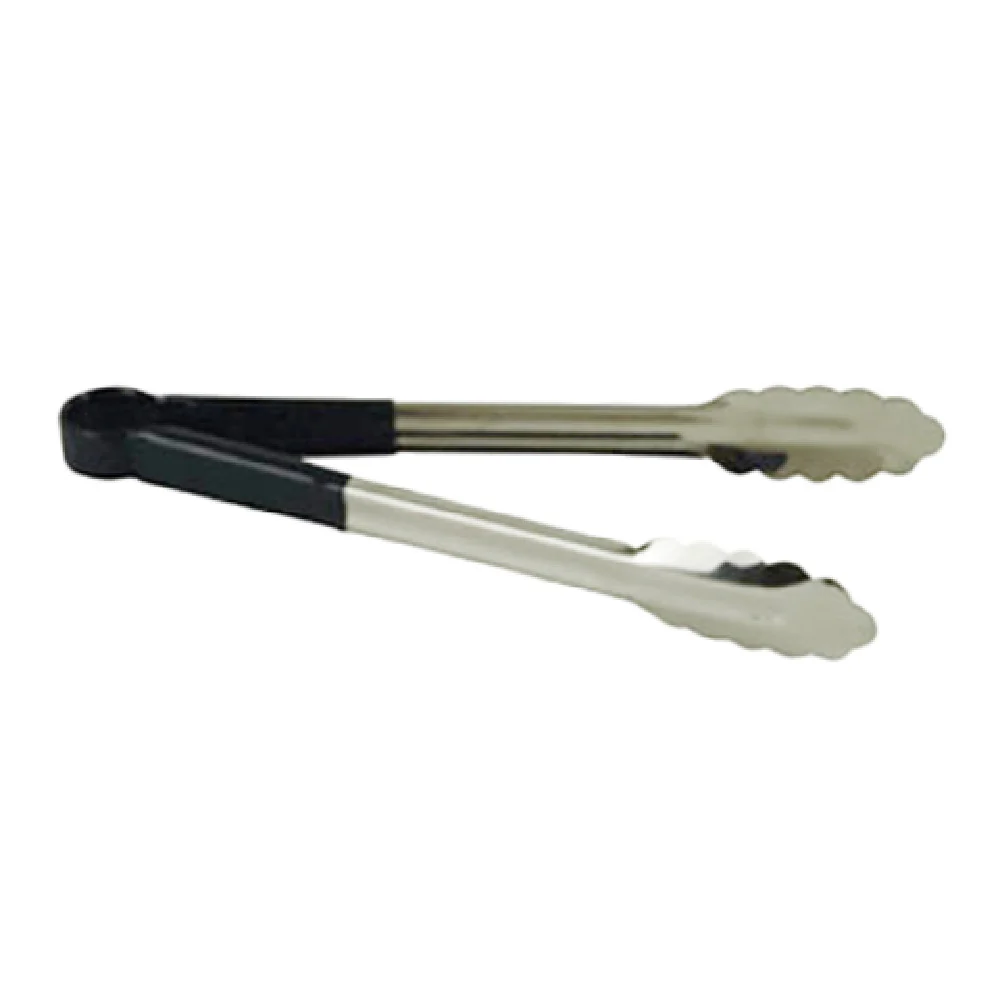 Thunder Group SLTG812K 12 Inch Length Utility Tongs Non-slip Stainless Steel Black