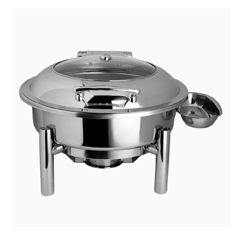 Steelite 7351MW107 18.75 Inch Round Chafing Dish and Stand 2.0 Gal Stainless Steel