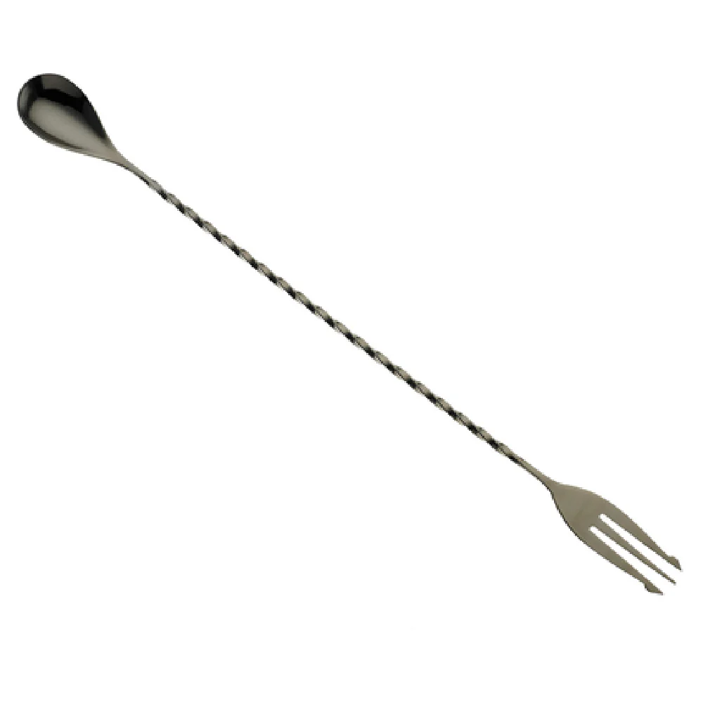 Mercer Culinary M37015BK 12-3/8 Inch Bar Spoon 3-tine Fork End Gun Metal Black Finish Stainless Steel Mercer Culinary M37015BK 12-3/8 Inch Bar Spoon 3-tine Fork End Gun Metal Black Finish Stainless Steel