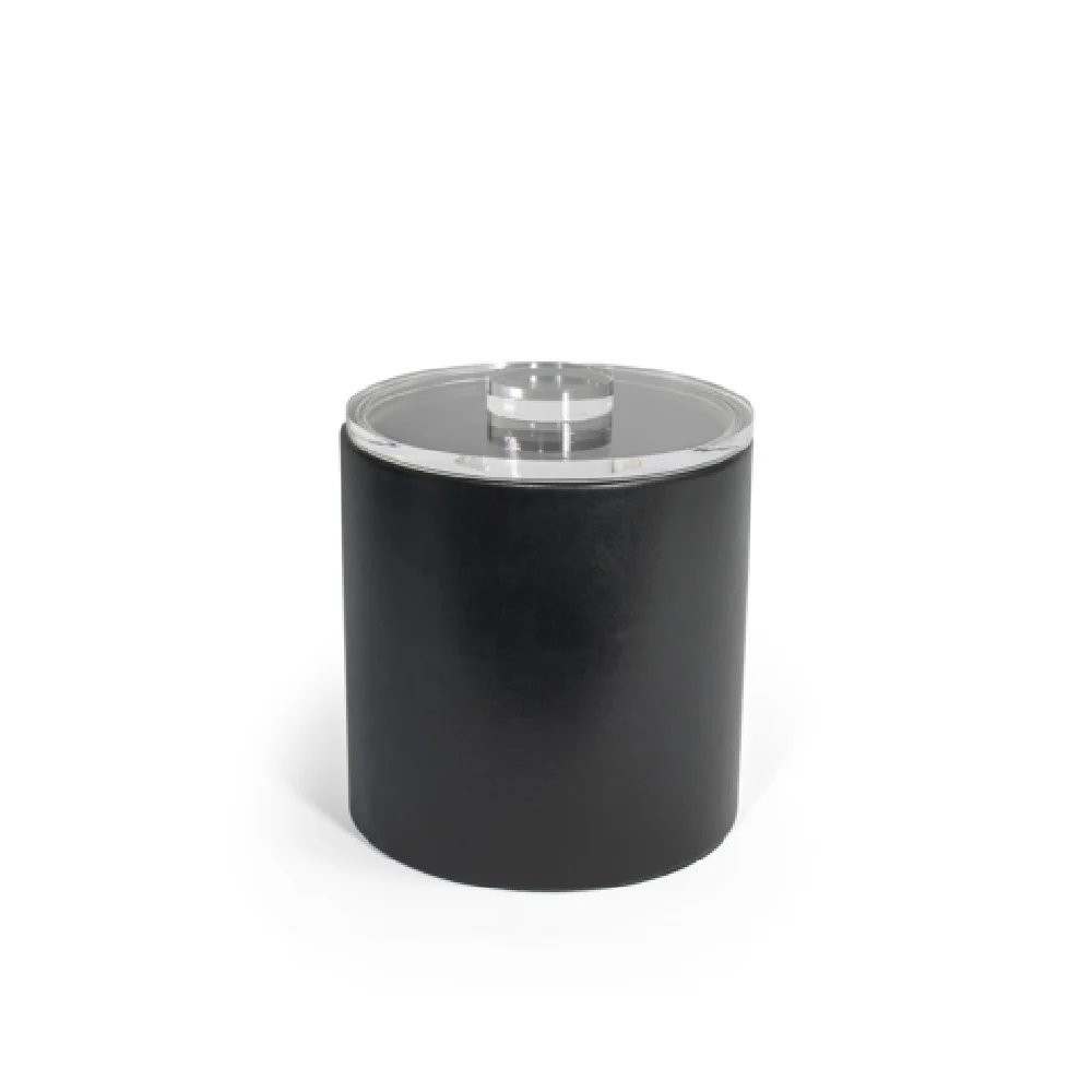 FOH RIB020BKL21 3.5qt Round London Ice Bucket Black With Acrylic Lid Includes One RIB017BKL21-BTM 3.5qt Round London Ice Bucket Base Black
