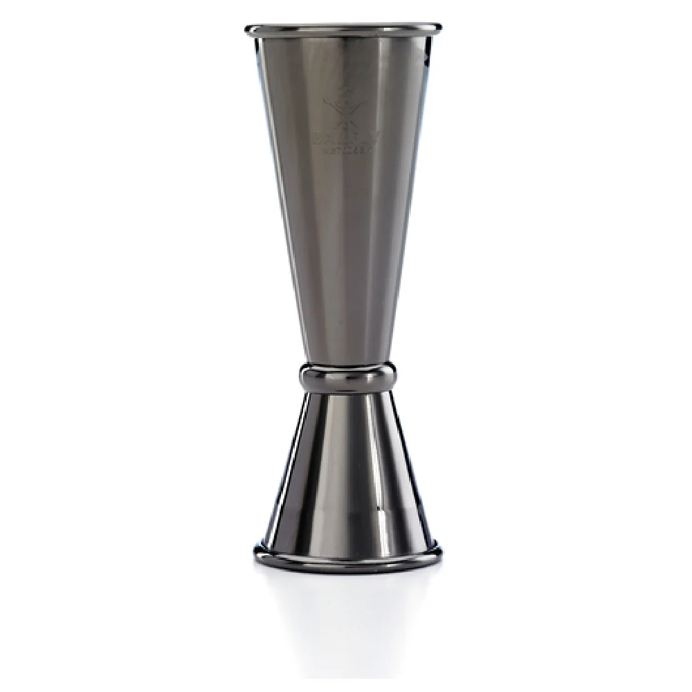Mercer Culinary M37005BK 1 Oz and 2 Oz Jigger with Internal Marking Lines Gun Metal Black Plated Stainless Steel