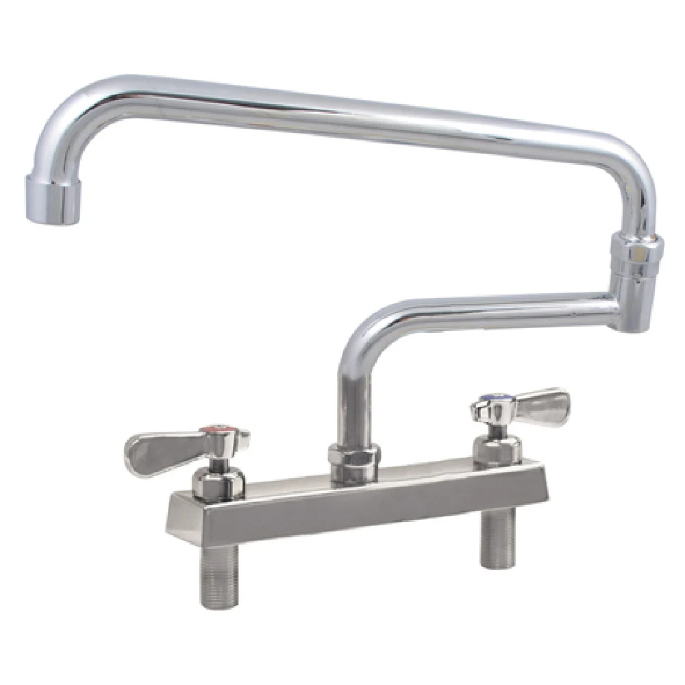 BK Resources EVO-8DM-18 8 Inch Centers Double Joint Spout Faucet Lead Free Stainless Steel with Ceramic Cartridges