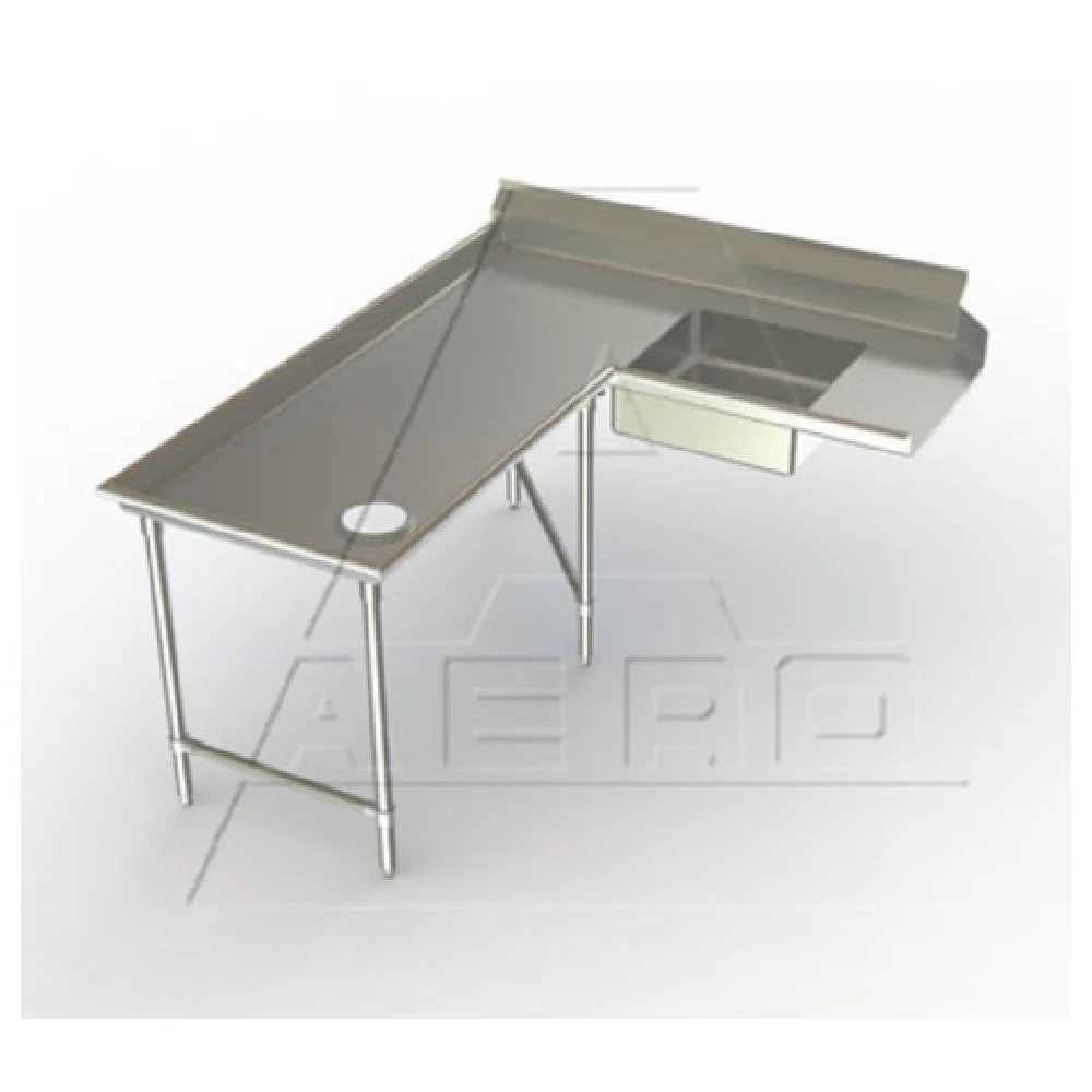 AERO Manufacturing 2SDI-L-60 60 Inch Soiled Dishtable Island Design Stainless Steel with Pre-Rinse Sink