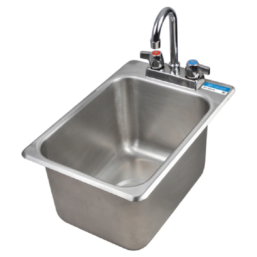 BK Resources BK-DIS-1014-10-P-G 12 Inch Bowl Drop-In Sink One Compartment Stainless Steel with Faucet BK Resources BK-DIS-1014-10-P-G 12 Inch Bowl Drop-In Sink One Compartment Stainless Steel with Faucet