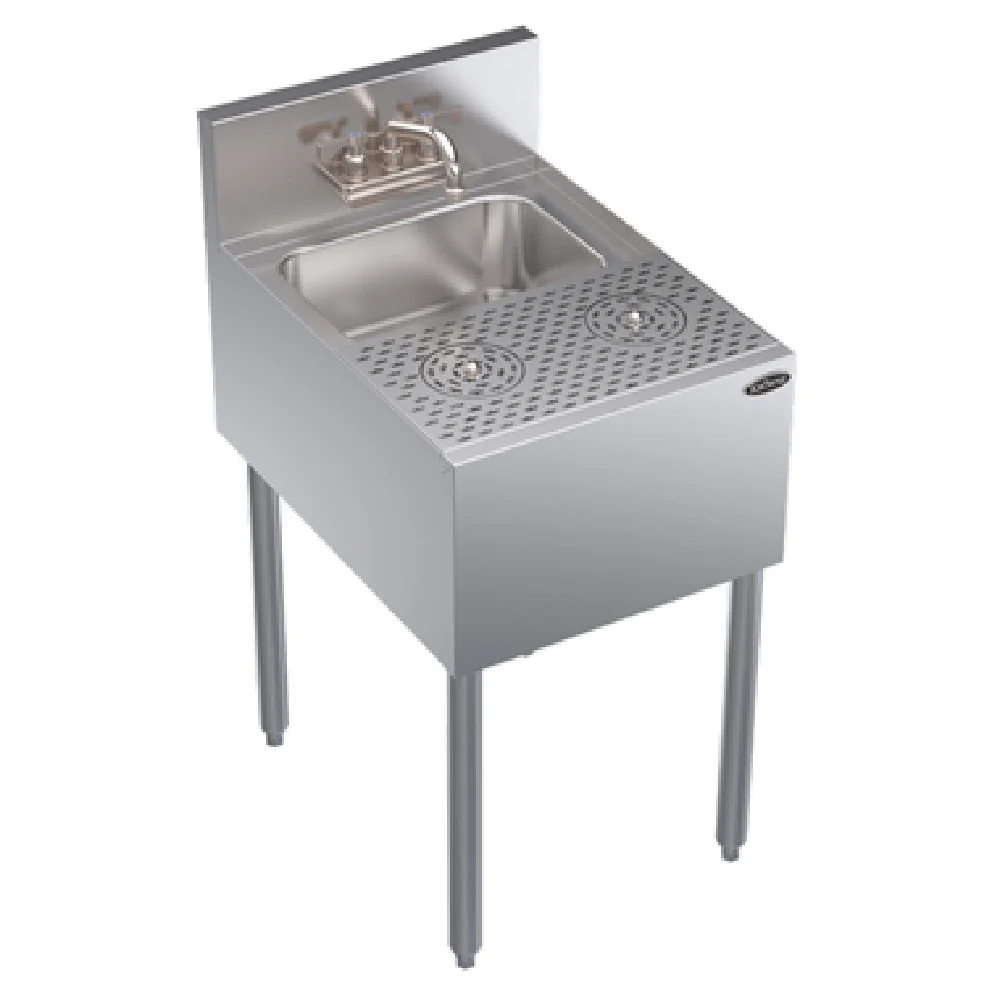 Krowne KR24-MD18 18 Inch Dump Sink with 2 Push-Down Glass Rinser Faucets Stainless Steel