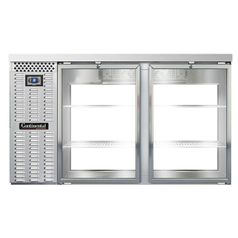 Continental Refrigerator BB59SNSSGDPT 59 Inch Refrigerated Back Bar Cooler 15.0 Cubic Feet Pass-Thru Stainless Steel