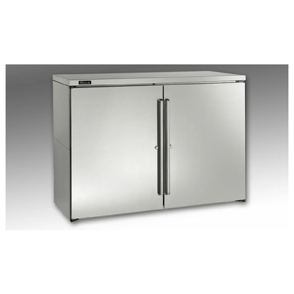 Perlick BBR48 48 Inch Refrigerated Back Bar Cabinet Remote Refrigeration 2 Sections Stainless Steel with Lockable Doors