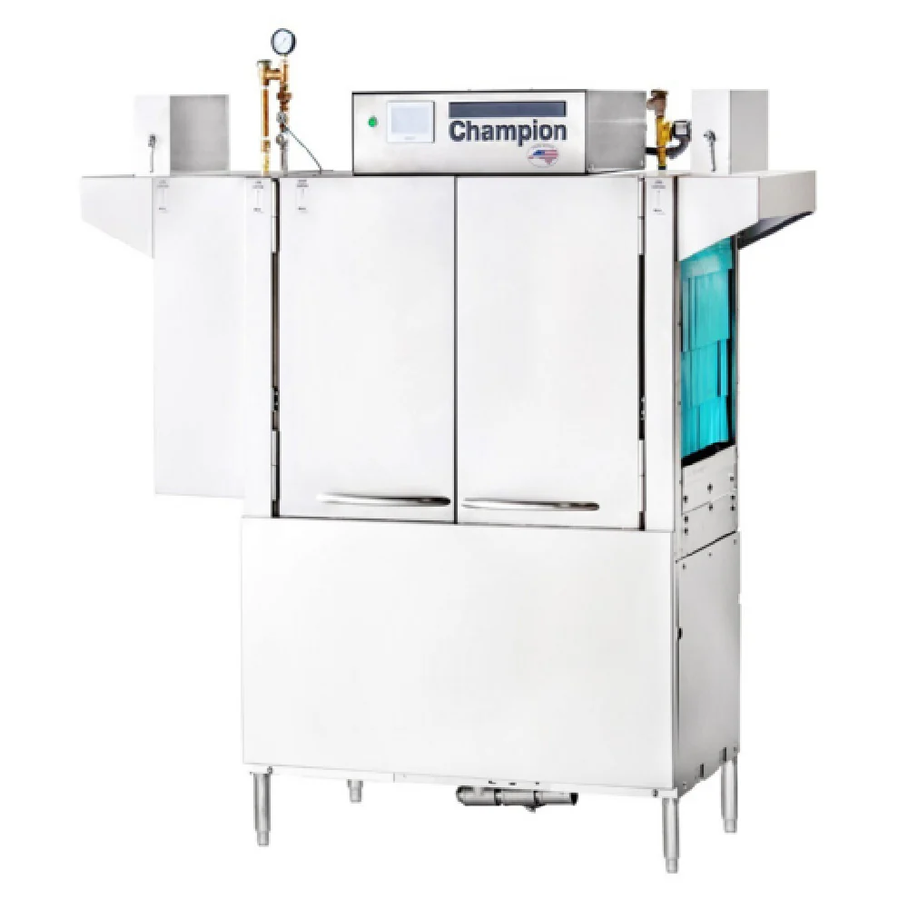Champion 54 PRO 54 Inch Rack Conveyor Dishwasher Proportional Rinse Electric Stainless Steel with 255 racks per hour Champion 54 PRO 54 Inch Rack Conveyor Dishwasher Proportional Rinse Electric Stainless Steel with 255 racks per hour