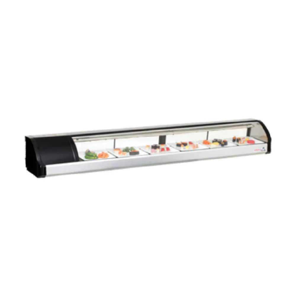 Everest Refrigeration ESC83L 82-5/8 Inch Refrigerated Sushi Display Case Countertop Black Coated Steel