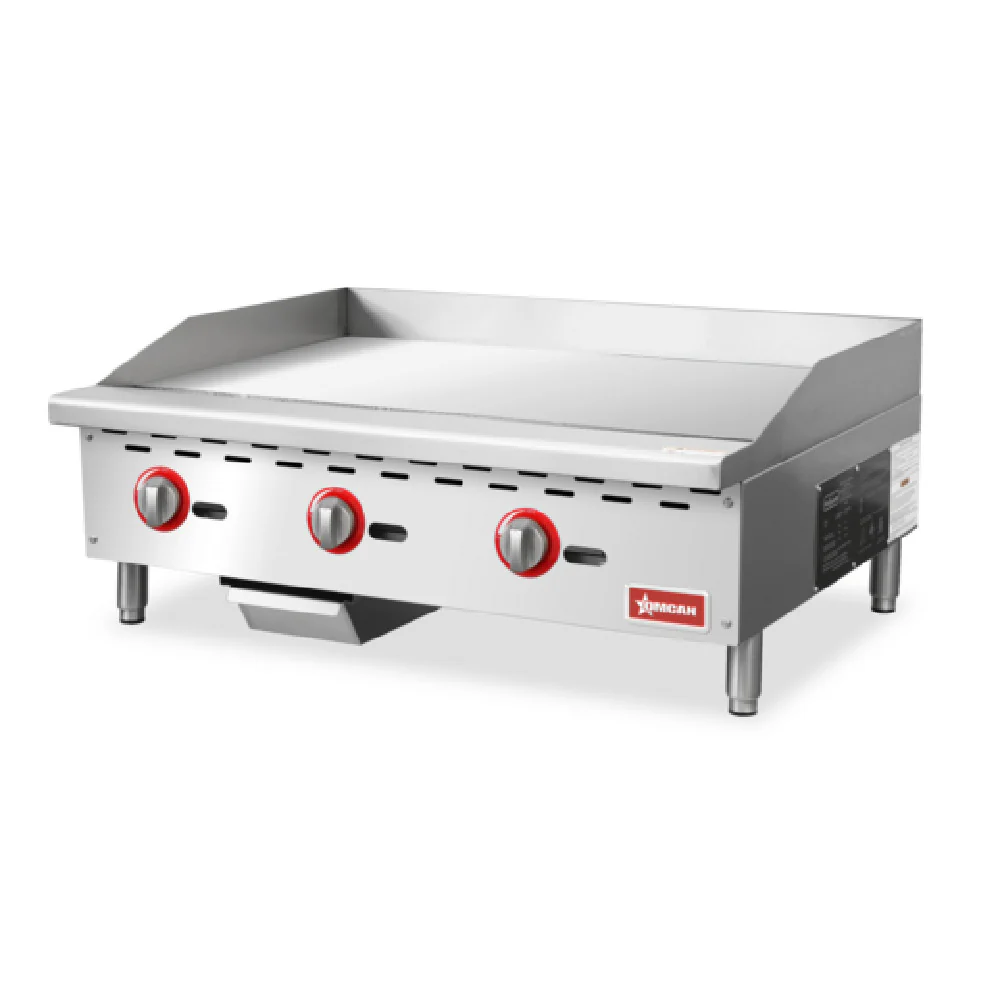 Omcan 47375 36 Inch Gas Griddle Countertop Stainless Steel with 3 Burners 90000 BTU Omcan 47375 36 Inch Gas Griddle Countertop Stainless Steel with 3 Burners 90000 BTU
