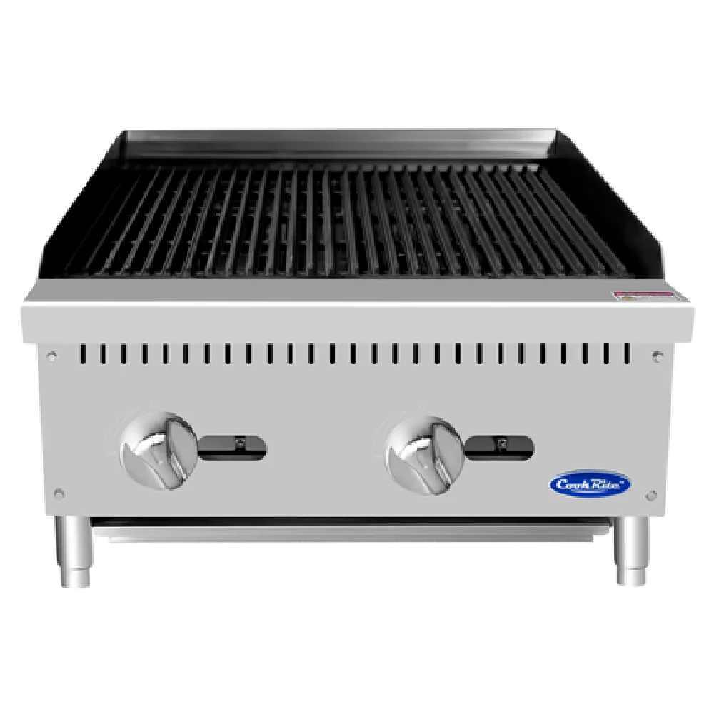 Atosa ATCB-24 24 Inch Gas Charbroiler Countertop 2 Burners 70000 BTU with LP Kit