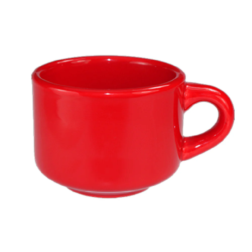 International Tableware CA-23-CR 7 Oz Cup Round Stackable Rolled Edge Ceramic Crimson Red