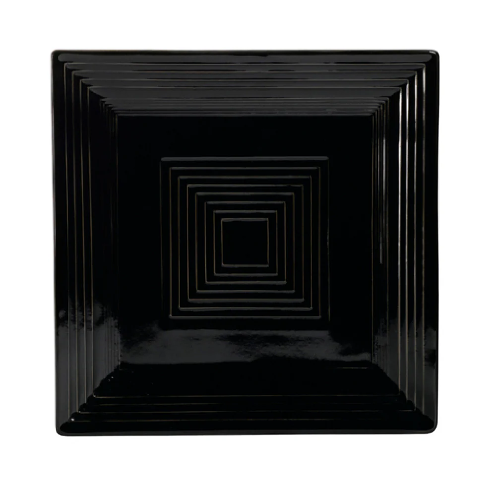 CAC China TG-SQ16-BLK 10 Inch Square Plate with Embossed Rim Porcelain Black