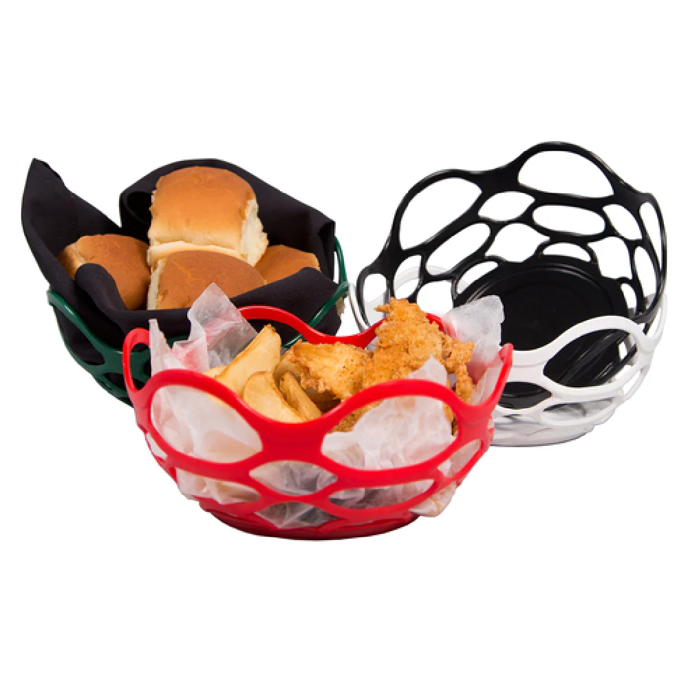 HS Inc HS1072-CH 7-3/4 Inch Round Serving Basket Open Weave Polyethylene Charcoal