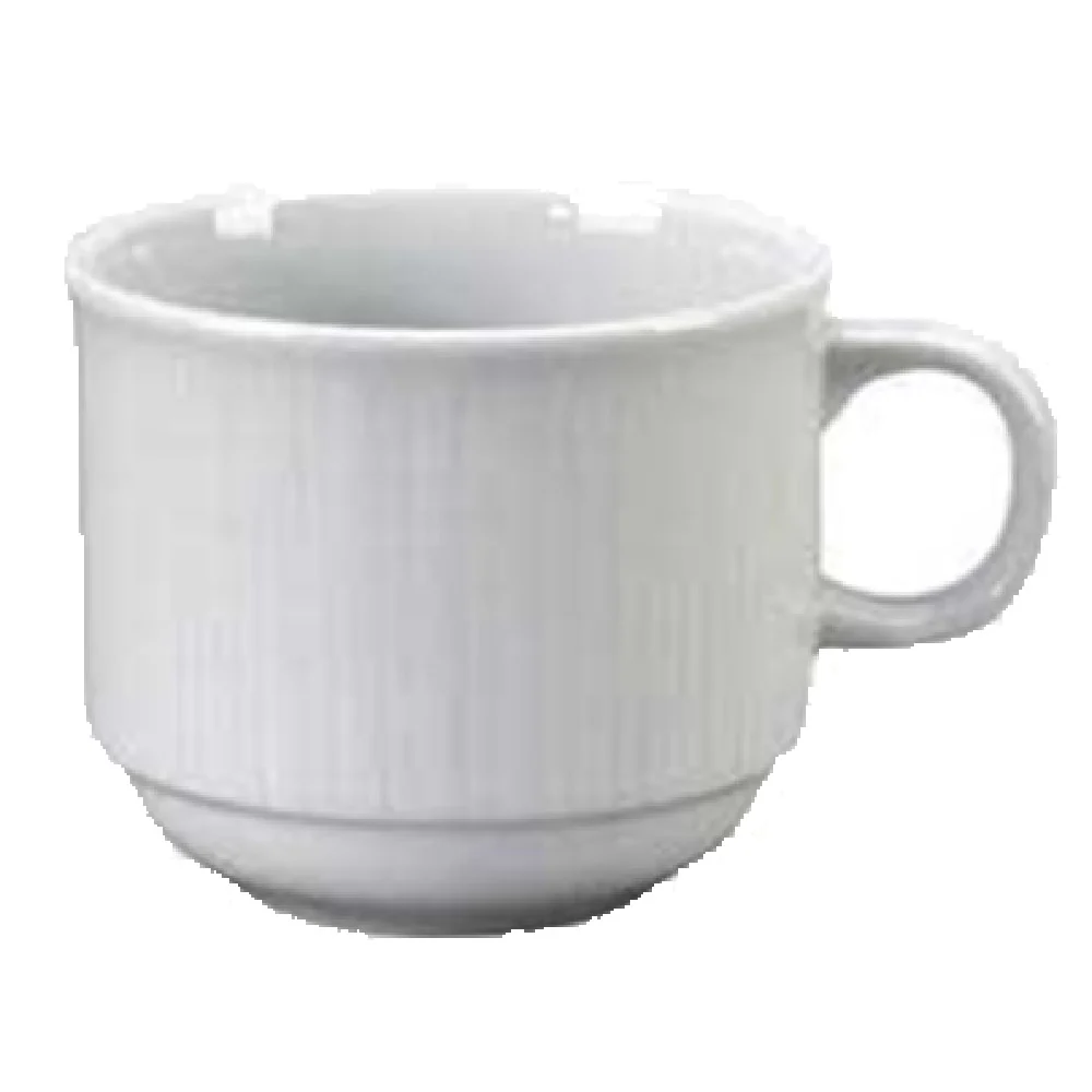 Vertex China CB-1S 8 Oz Cup with Handle Bright White Embossed Porcelain