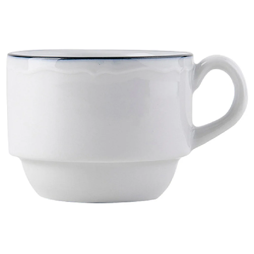 Tuxton SBF-0303 3 Oz Espresso Cup Porcelain White with Blue Band