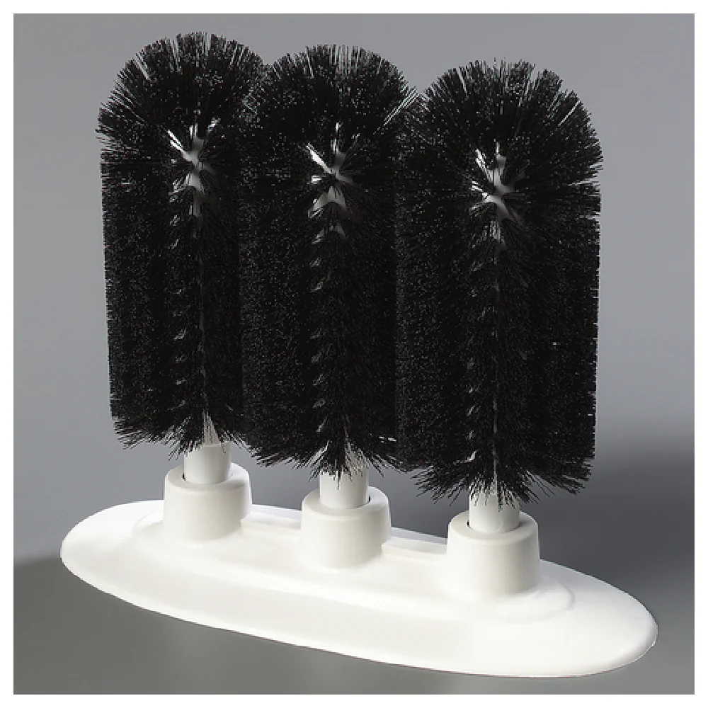 Carlisle 4046103 8 Inch Triple Glass Washer Manual Heavy-Duty Brush Black